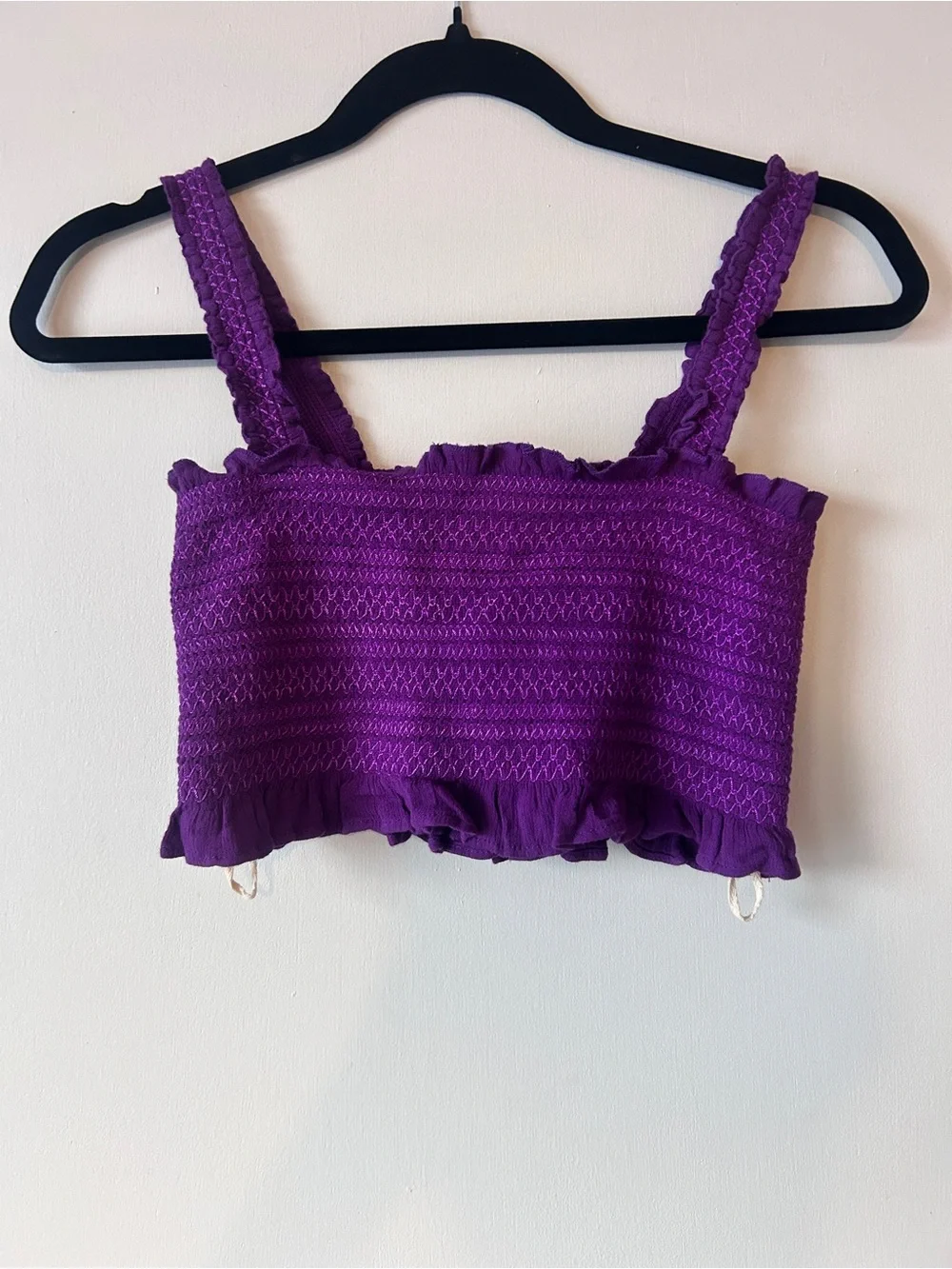 Free People Violet Smocked Ruffle Crop Tank